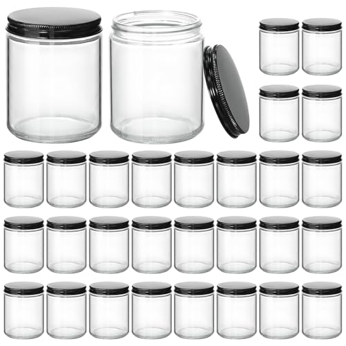 KEYWING 8oz Clear Glass Candle Jars with Metal Lids (30-Pack)