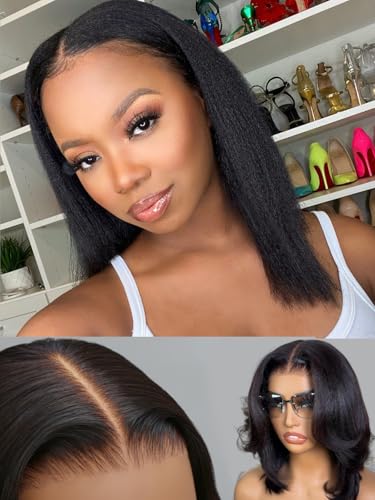 UNICE 12-Inch Yaki Straight Bob Human Hair Glueless Wig