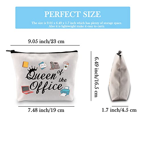GJTIM Secretary Gift Secretary Thank You Zipper Pouch Gift Queen of Office Travel Makeup Bag Gift for Coworkers (Office Queen Bag)