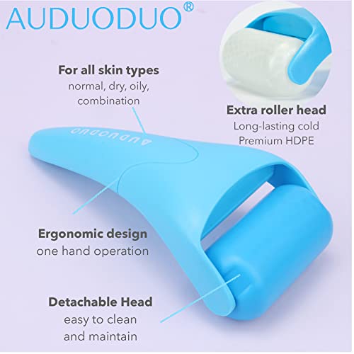 AUDUODUO® Premium Ice Face Roller, with EXTRA Roller for Long Lasting Cold, ice roller for Face, Neck, Body, Cold therapy for Face & Eye Puffiness