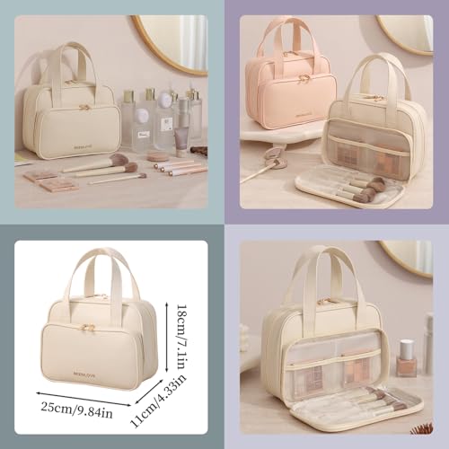 Travel Toiletry Bag for Women Travel Makeup Bag with Handle Waterproof Makeup Organizer Portable Large Cosmetic Bag for Travel Essentials Green
