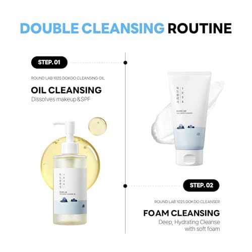 ROUND LAB 1025 Dokdo Cleansing Oil 6.76 Fl Oz, Facial Oil Cleanser for Face, Deep Pore Cleansing, Makeup Blackhead Impurities Remover, Easy to Wash Off No Oily Residue, Korean Skin Care