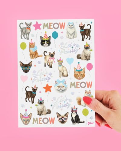 Cat Birthday Temporary Tattoos - 54 Pack Party Decorations