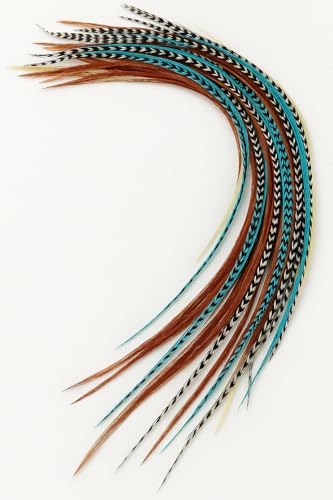 Feather Hair Extensions Kit – 20 Rooster Feathers with Beads & Tool