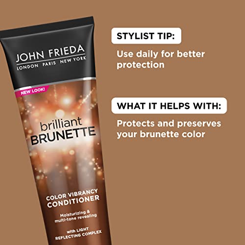 John Frieda Brilliant Brunette Color Protecting Conditioner, For Maintaining Color Treated Hair, Anti-Fade Conditioner, 2-8.45 Oz