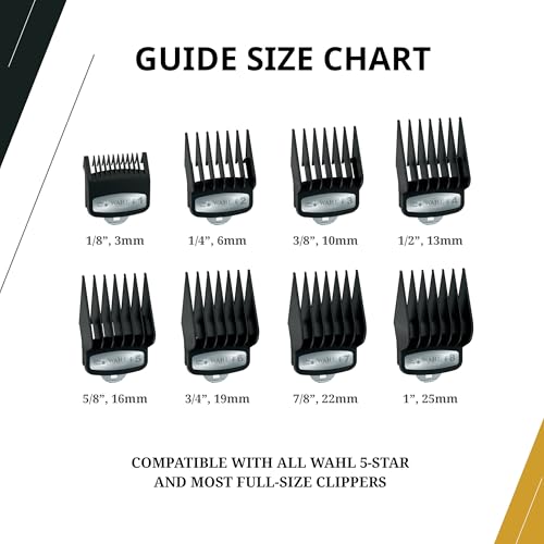 Wahl Professional Premium Cutting Guides, #1-#8, with Organizer, Secure Fit, Durable Metal Clips