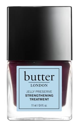 butter LONDON Nail Strengthener for Damaged Nails, Jelly Preserve (Strawberry Rhubarb) - Pink Translucent Finish Nail Polish Strengthens, Nourishes & Rejuvenates Nail Beds & Roots - Nail Care Products