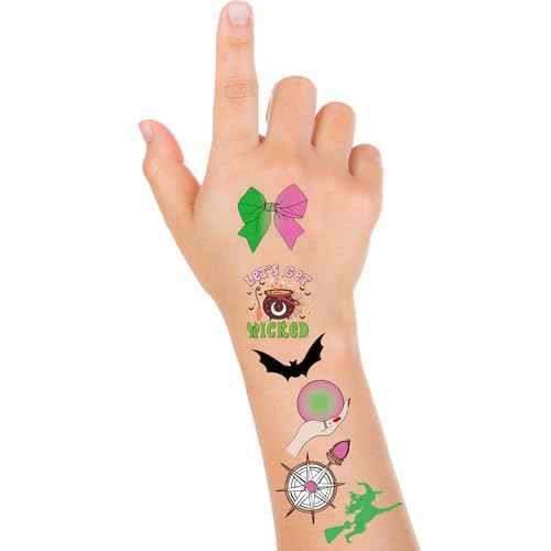 Wicth Birthday Party Decorationas favors,50 Style Wicked Temporary Tattoos for Kids,Pink and Green Party Decorations Supplies.