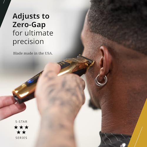Wahl Professional T-Wide Gold Plated Bladeset, Adjustable Zero-Overlap, DLC and Titanium Coated, Fits Cordless Detailer Li