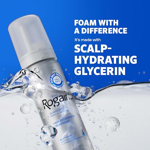 Men¡¯s Rogaine 5% Minoxidil for Men Foam, Clinically Proven Regrowth for Thinning Hair, Topical Hair Loss Treatment, Unscented Topical Aerosol, Results in 8?16 Weeks, 3-Month Supply, 3 x 2.11 oz