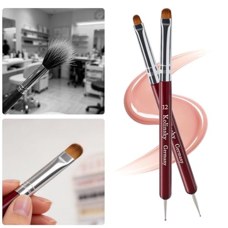 SIMPOR 4-Piece Dual Ended French Tip Nail Brush Set with Dotting Pen