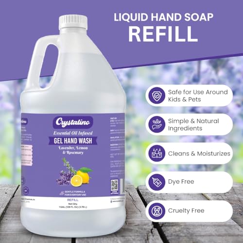 Lavender Essential Oil Gallon Liquid Hand Soap Refill (1 Gal), Non-Toxic Bathroom Hand Wash Soap Bulk Non-Antibacterial, Jabon Para Manos, handsoap gallon bulk refill deals, á©â¢äû
