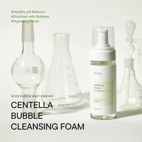 IUNIK Centella Bubble Foaming Vegan Facial Cleanser - 69% Centella Asiatica Extract, Soothing, Moisturizing, Exfoliating, Removes Pore Blackheads, Whiteheads, 5.07 Fl Oz