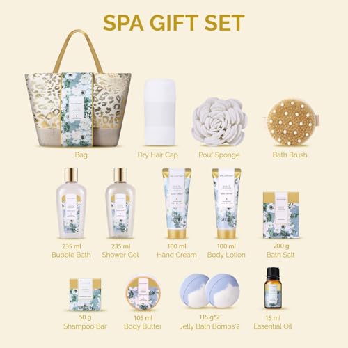 Spa Luxetique White Jasmine 15-Piece Bath Gift Set for Women