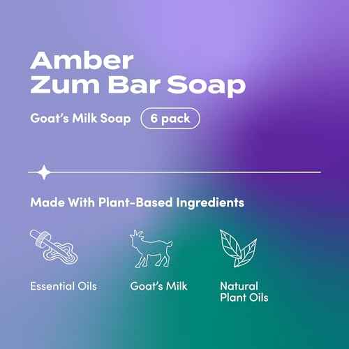 Zum Indigo Wild Goat's Milk Soap Bar - Bar Soap for Hands & Body Made with Essential Oils - 3 oz - Amber (6 Pack)