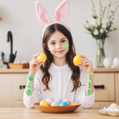 Glow in the Dark Easter Temporary Tattoos for Kids - 12 Sheets