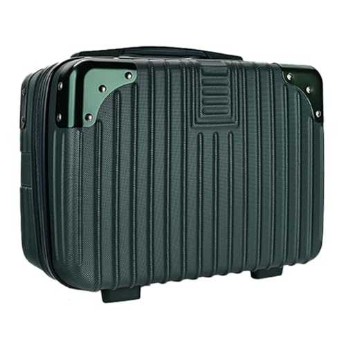 Dark Green 14inch Hard Shell Cosmetic Organizer Travel Train Hand Luggage Small Portable Carrying Suitcase Makeup Case Bag for Women Toiletry