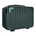 Dark Green 14inch Hard Shell Cosmetic Organizer Travel Train Hand Luggage Small Portable Carrying Suitcase Makeup Case Bag for Women Toiletry