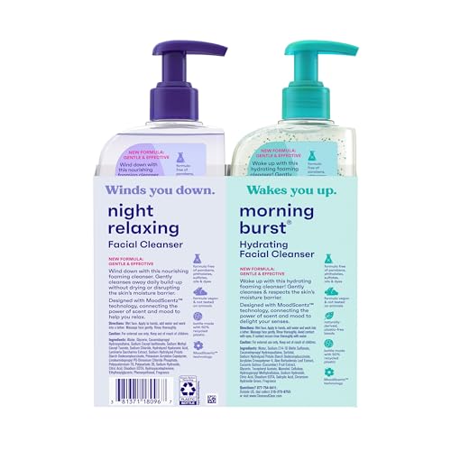 Clean & Clear Morning Burst¢ç Hydrating Facial Cleanser and Night Relaxing Facial Cleanser, Deep Cleansing Face Wash, Oil-Free Daily Facial Cleanser, 4 Pack, 2 x 8 fl. oz