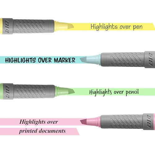 BIC Brite Liner Grip Pastel Highlighters, 6-Count Chisel Tip