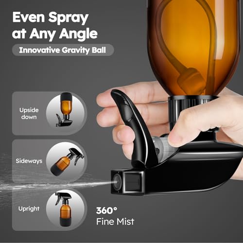 360° Glass Spray Bottles, 4oz, Adjustable Nozzle, 2 Pack