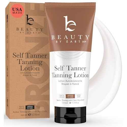 Beauty by Earth Self Tanner - USA Made with Natural & Organic Ingredients, Moisturizing Self Tanning Lotion with Aloe Vera & Coconut for a Natural Glow, Streak-Free Fake Tan, Medium to Dark