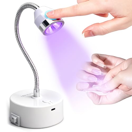 Flash Cure UV Light, High-Efficiency Gooseneck Led Nail Lamp for Gel Polish, Rechargeable Cordless UV/LED Quick Drying Fast Curing Lamp for Gel-X Nails, Home & Professional Salon Use