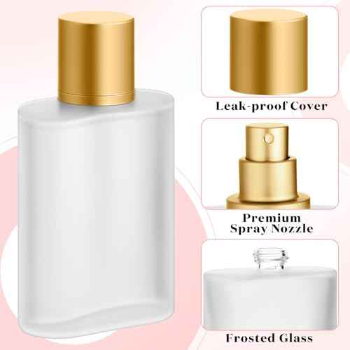 Tessco for you 12 Pcs 100ml / 3.4 Ounces Frosted Glass Bottle Perfume Atomizer Refillable Spray Empty Perfume Dispenser Fine Mist Atomizer Cosmetic Container for Travel Men Women(Gold)