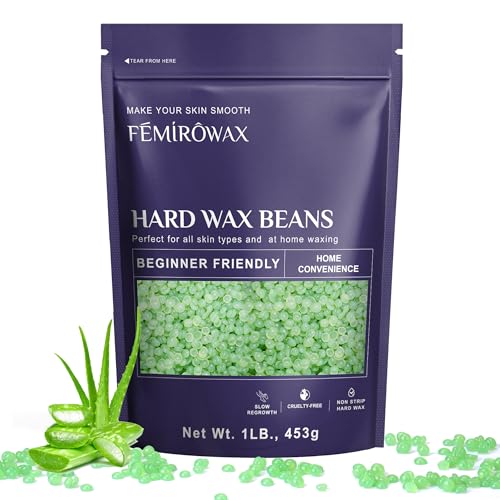Wax Beads, 1lb Hard Wax Beans for Hair Removal Sensitive Skin with Aloe Formula Waxing Beads for Full Body Brazilian Bikini Face Eyebrow at Home Wax Refill for Women Men