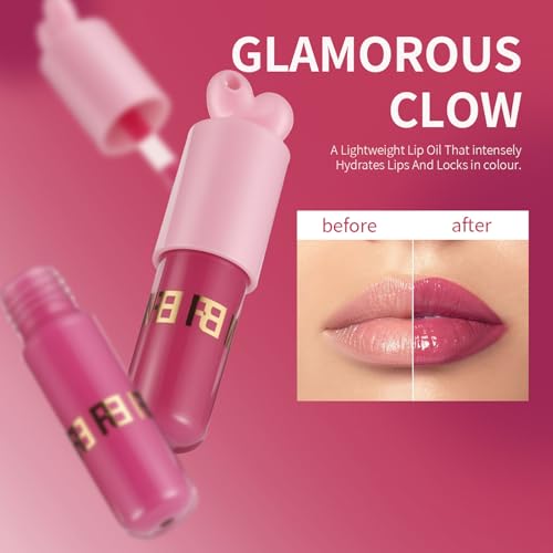 3PCS Bunny Lip Gloss Set, Chocolate + Rose + Honey, Nourishing Tinted Lip Oil For A High-shine Finish, Keychain Honey Lip Oil for Lip Care and Dry Lips