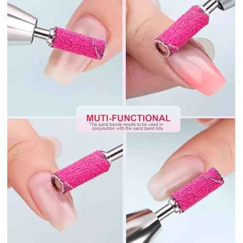 200Pcs Mini Nail Drill Bits Small Sanding Bands for Nail Drill with 3 mm Mandrel Bit, 80 120 180 240 Fine Grit Nail File for Acrylic Nails Gel Manicures and Pedicure (200pcs)