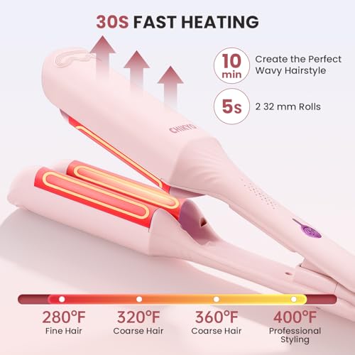 CHIKYO 3 Barrel Hair Crimper Waver 32mm - Ionic Curling Iron