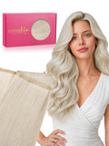 Wennalife Tape-in Weft Hair Extensions - 18 Inch Platinum Blonde, 100g, Reusable Human Hair