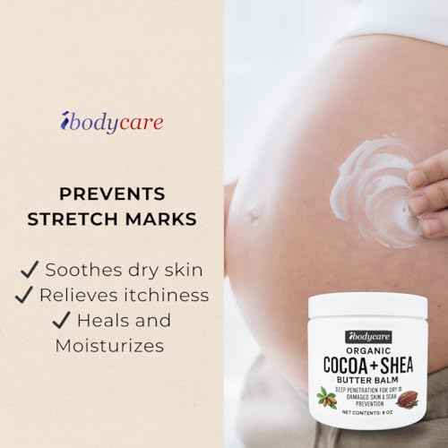 Organic Raw Cocoa Butter Shea Butter Body Balm with Coconut Oil, 8 oz Unrefined Natural Body Butter Blend with Shea Butter Moisture for Women, Baby, Children, Men, All Body (2)
