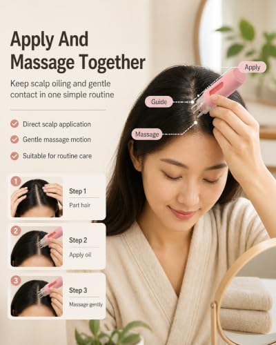 VINGVO Hair Oil Applicator Scalp Comb 18ml + 3ml Dual Capacity with Cleansing Brush