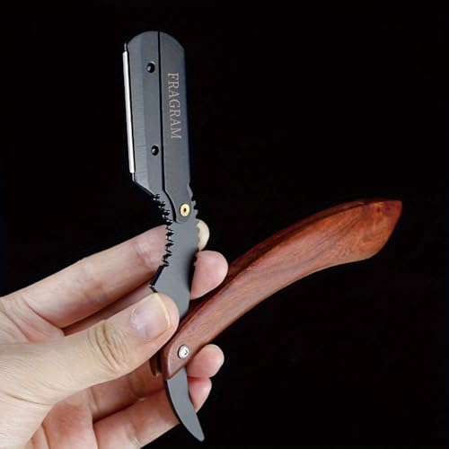wooden handle manual shaving razor with replacement blade compatible with S23 stainless steel hair clipper, used for shaving razors (ôï?Óïʭ+10ø¸Óïø¸)