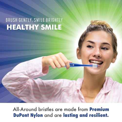 Brilliant Oral Care Adult Toothbrush with Soft Bristles, Round Head, and All-Around Clean for Teeth and Gums, Blue, 6 Pack