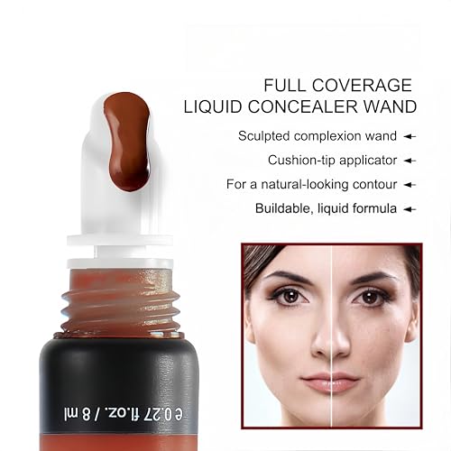 MAEPEOR Liquid Concealer Wand 10 Colors Cream Full Coverage Concealer Natural Looking and Highly Pigmented Lightweight Concealers (02 Natural)