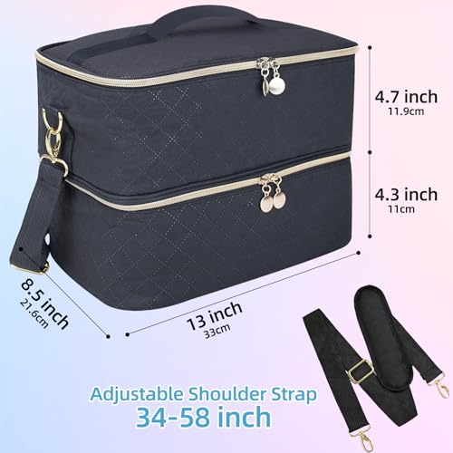 ALSLEA Black Nail Polish Organizer Bag with 40 Slots & Adjustable Shoulder Strap