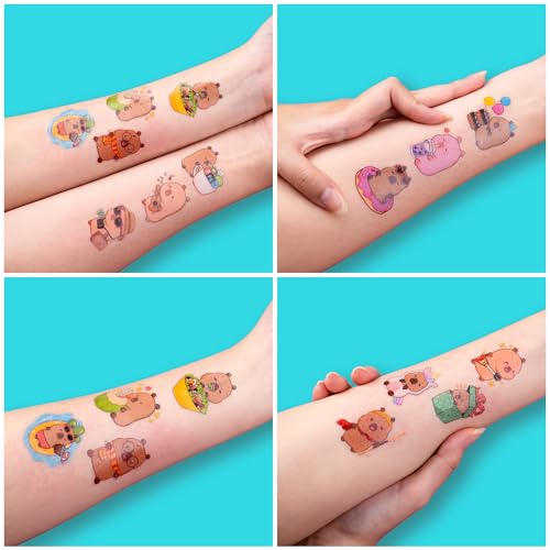 120 PCS Capybara Temporary Tattoos for Kids Party Favors