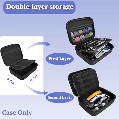 Hard Clipper Case for Barbers, Hair Clippers Travel Case for Hatteker/Oneisal/Wahl 5star/Andis Razor Guard Grooming Kits, Hair Cutting Barber Supplies Holder, Trimmer Organizer Storage Bag