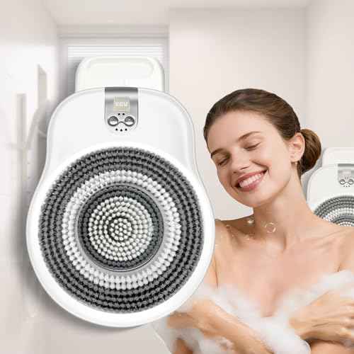 Electric Shower Brush for Body -Wall Mounted Back Scrubber for Shower ? Exfoliating Soft Bristles, Hands-Free Wall-Mounted Design, Back Scrubber for Shower, Perfect for Men and Women, Easy to Install