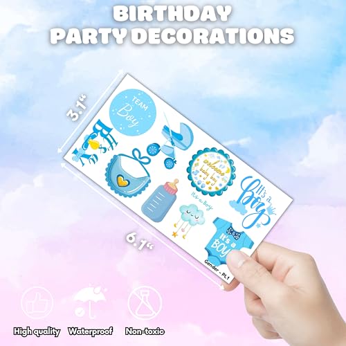 Gender Reveal Temporary Tattoos - 100 PCS Pink Blue