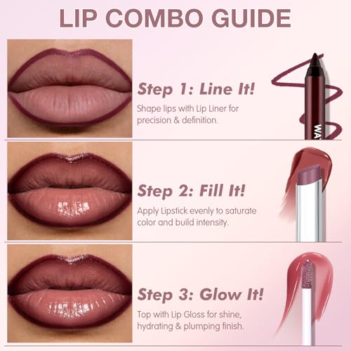 3-Piece Hydrating Lip Combo Set - Lip Liner, Lipstick & Gloss