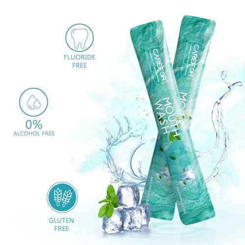 Mouthwash Travel Size - Portable Packets to Go, Alcohol & Fluoride Free Fresh Mint Mouthwash Strips for Superior Oral Hygiene,Disposable Packs (Pack of 20)