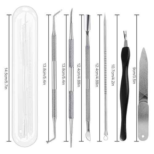 Ingrown Toenail File and Lifters Set(6pcs), Professional Pedicure Tool Toenail Grooming Kit, Ingrown Toenail Treatment Pedicure Kit, Under Nail Cleaner Tools (6PCS)