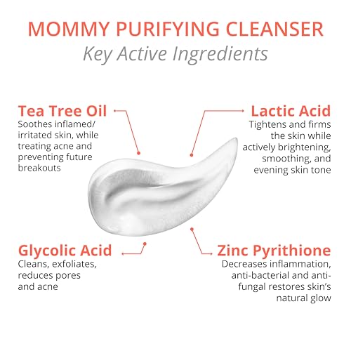 Visha Skincare Mommy 4 in 1 Multitasking Purifying Cleanser, Pregnancy and Nursing Safe Face Cleanser, Minimizes Pores, Reduce Facial Redness and Exfoliates, Great for Dry and Sensitive Skin 6.8oz