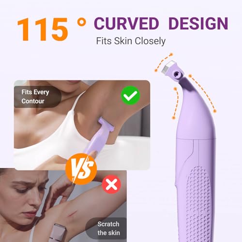 Bikini Trimmer for Women, 3-in-1 Painless Womens Electric Razors & Pubic Hair Trimmer, Waterproof Womens Shaver with Ceramic Blades, USB Rechargeable Lady Groomer for Legs Underarm Face,Violet