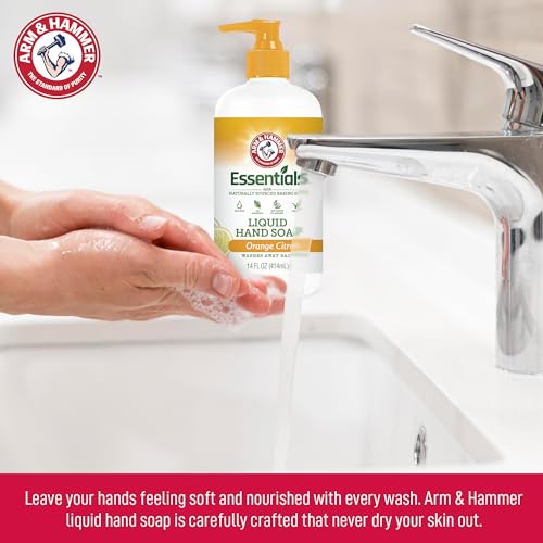 Arm & Hammer Liquid Hand Soap for Skin Cleaning - Hand Soap for Kitchen & Bathroom with Fresh Rain Water Scent - Natural Hand Soap Cleanses, Softens 14 FL Oz (414ml)