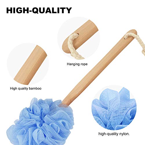 Long Handle Back Scrubber Brush with Loofah Sponge